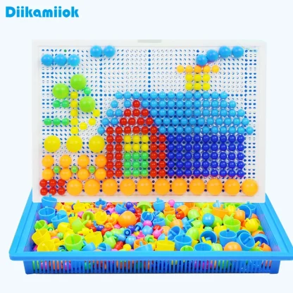 296 sztuk grzyb paznokci 3D Puzzle bloki dzieci gry Montessori poznanie kolorów intelektualne zabawki edukacyjne dla dzieci prezenty - AliExpress