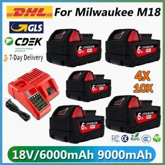 6000mAH/9000mAH For Milwaukee M18 18V Replacement For Milwaukee M18B5 XC Li-ion battery 48-11-1815 48-11-1850 2604-22 2604-20 - AliExpress