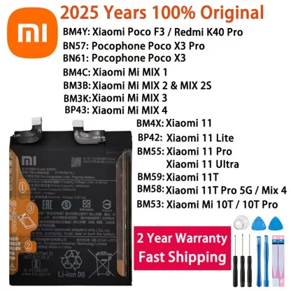 2025 Years Xiaomi Original Battery For Xiaomi Mi Mix 1 2 2S 3 4 Mi 11 Mi11 Lite Ultra Poco X3 F3 Redmi K40 10T 11T Pro Batteries - AliExpress