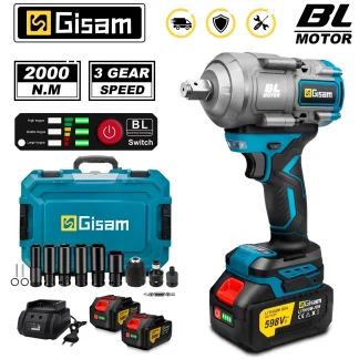 Gisam 2000N.M Torque Brushless Electric Impact Wrench 1/2 inch Screwdriver Cordless Wrench Power Tool For Makita 18V Battery Pin - AliExpress