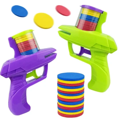 Gra dla dzieci na świeżym powietrzu pistolet na pianki zabawka latający dysk strzelanie wyrzutnia pistolet podwójny interaktywna zabawka dla dzieci dla rodziców i dzieci - AliExpress