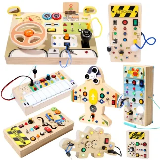 Montessori Busy Board zabawki dla dzieci włącznik światła Led symuluje kierownicę samochodu zajęcia podróżnicze gra sensoryczna zabawki edukacyjne - AliExpress