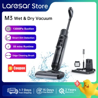 Laresar M3 Cordless Wet Dry Vacuum Cleaner Mop, Edge Cleaning 55min Auto Suction Floor Washer Self-Cleaning Smart Home Appliance - AliExpress 6