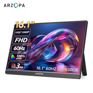 ARZOPA 16.1 ''100% sRGB przenośny monitor FHD1080P ekran IPS drugi monitor ekran zewnętrzny dla MAC Laptop PC Xbox/PS/przełącznik, Z1C - AliExpress
