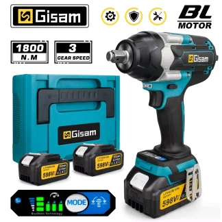 Gisam 1800N.M Torque Brushless Electric Impact Wrench 1/2 inch Screwdriver Cordless Wrench Power Tool For Makita 18V Battery Pin - AliExpress 1420
